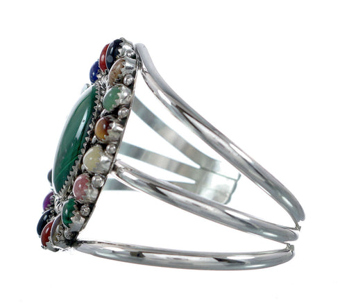 Navajo Sterling Silver Malachite Treasure Cuff Bracelet NX11777